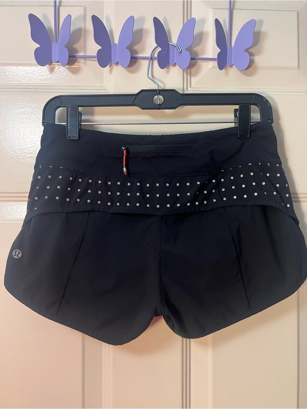 lululemon athletica Black Athletic Shorts with Reflective Dot Waistband